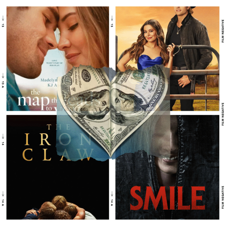 Colaj cu posterele The Wrong Paris, Love Con Revenge, The Map That Leads to You, Smile și The Iron Claw