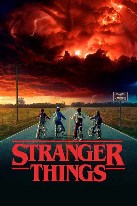 Săptămâna 39. Poster oficial Stranger Things cu personajele principale și atmosfera retro anii ’80