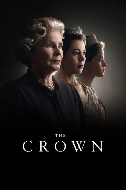 Poster The Crown, cu regina Elisabeta a II-a și simbolurile monarhiei britanice