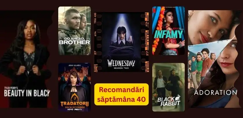 Postere ale serialelor recomandate săptămâna 40 – Adoration, Infamy, Wednesday etc.
