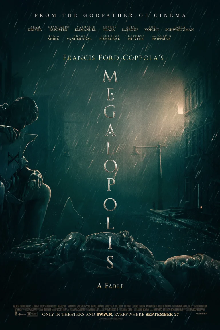 Poster Megalopolis 2025 – Adam Driver în filmul epic regizat de Francis Ford Coppola